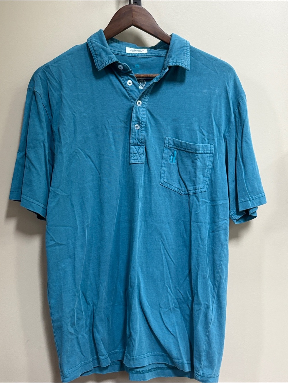johnnie-O Teal Short Sleeve Polo with Chest Pocket